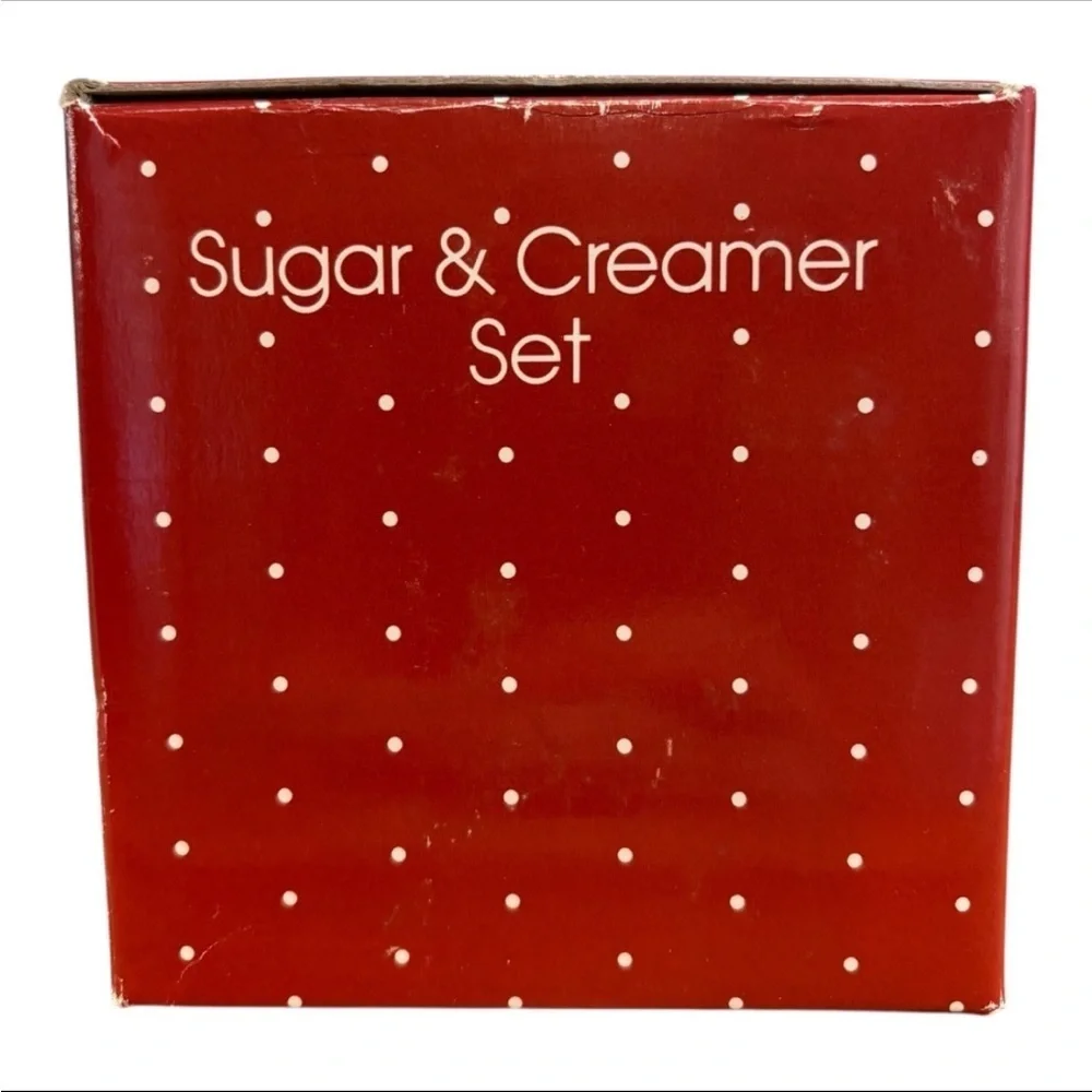 Macy’s Vintage “All the Trimmings” Festive Christmas Creamer and Sugar Set + Box